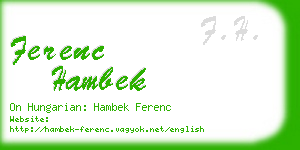 ferenc hambek business card